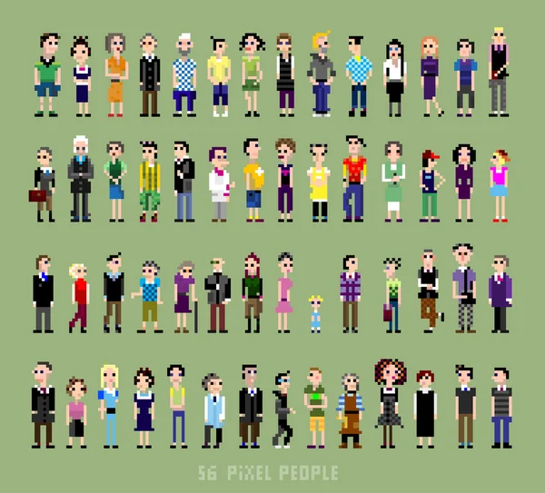 56 personnes pixel — Image vectorielle