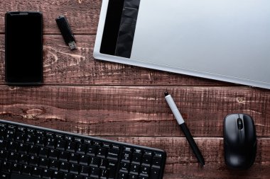 Ahşap çalışma Tablo Tasarımcısı üzerinde Üstten Görünüm