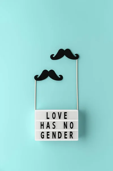 Lightbox Tekstem Miłość Nie Jest Gender Czarny Papier Strona Akcesoria — Zdjęcie stockowe