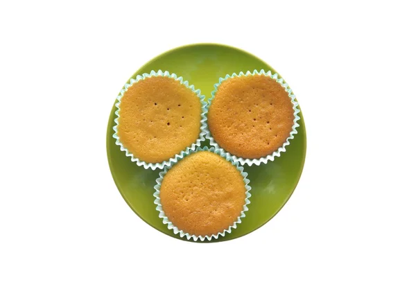 Cupcakes sur une assiette verte — Photo