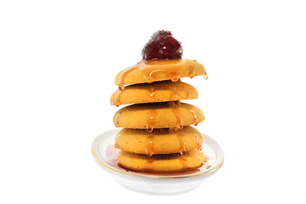 Biscotti di pasta frolla con marmellata di fragole — Foto Stock