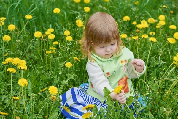 Little girl walks in the park — Stock Photo, Image