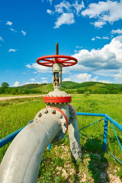 Gas pipe with a tap valve — Stock Photo, Image