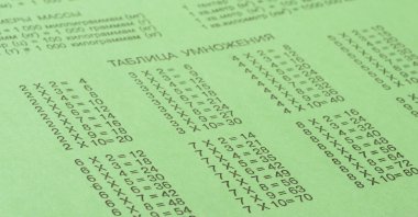 Yeşil defter çarpım tablosu ile