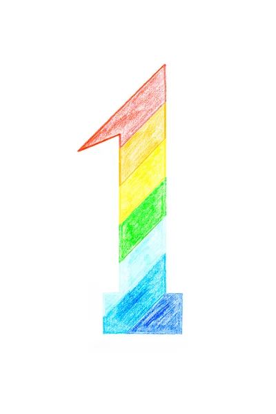 El número uno pintado con colores del arco iris — Foto de Stock
