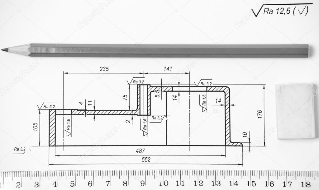 Measuring and drawing instruments in the drawings