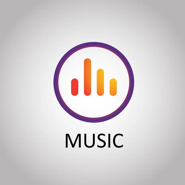 Logotipo de nota musical con sectores coloridos centrados estallido — Vector de stock