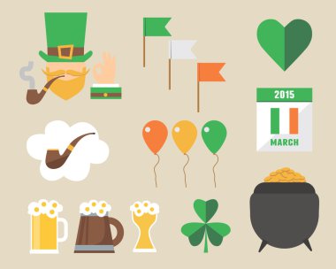 Modern düz illüstrasyon simge kümesi için Saint Patrick's day, eleme
