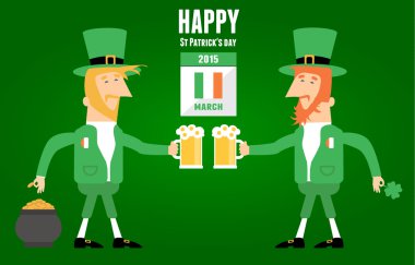 Vektör modern düz tasarım Saint Patrick's day çizgi film characte t