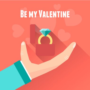 Sevgililer illüstrasyon el ile halka düz tasarımı.