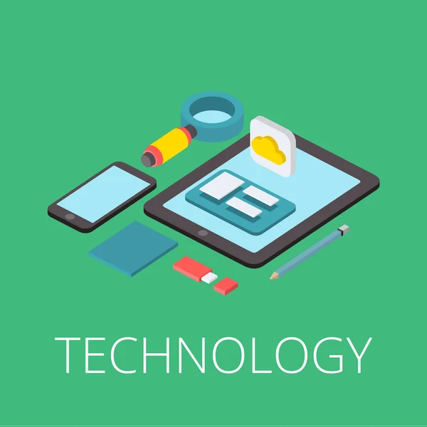 Technologie tablet a mobilní, vektorové zesměšňovat v ploché styl illus — Stockový vektor
