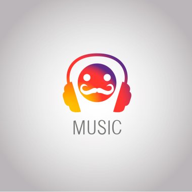 Logo kulaklık müzik illüstrasyon vektör. EPS 10