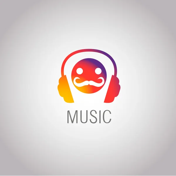 Logo auriculares vector de ilustración de música. EPS 10 — Vector de stock