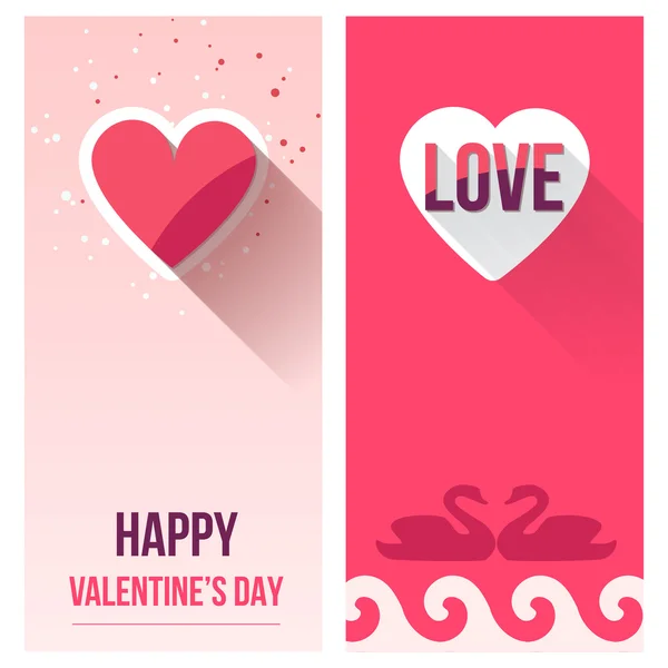 Valentine Day Love Banner Set, Flat Vector Illustration — Stock Vector