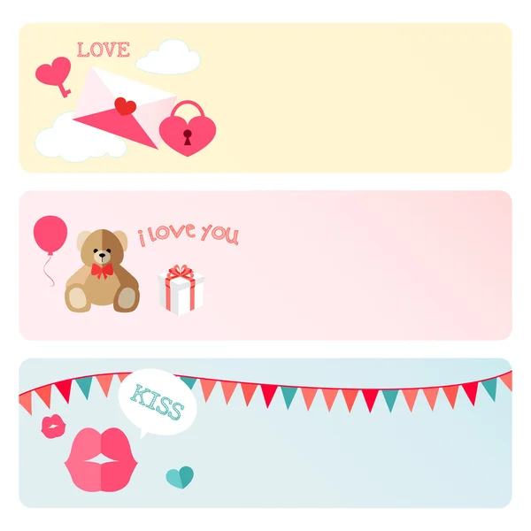 Día de San Valentín Vector Banner Set — Archivo Imágenes Vectoriales