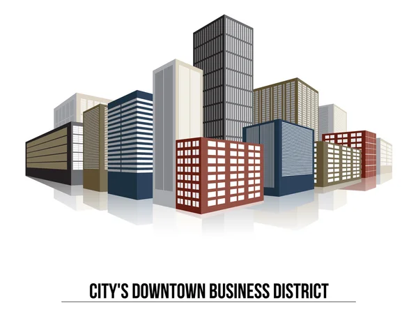 Şehir şehir merkezi iş bölgesine, vektör düz çizim