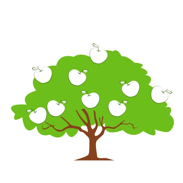 Isoleret frugt grønt træ med æbler vektor illustration – Stock-vektor