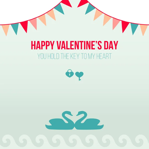 Valentine Day Romantic Love Greeting Card Flat Vector Illustration — Stock Vector