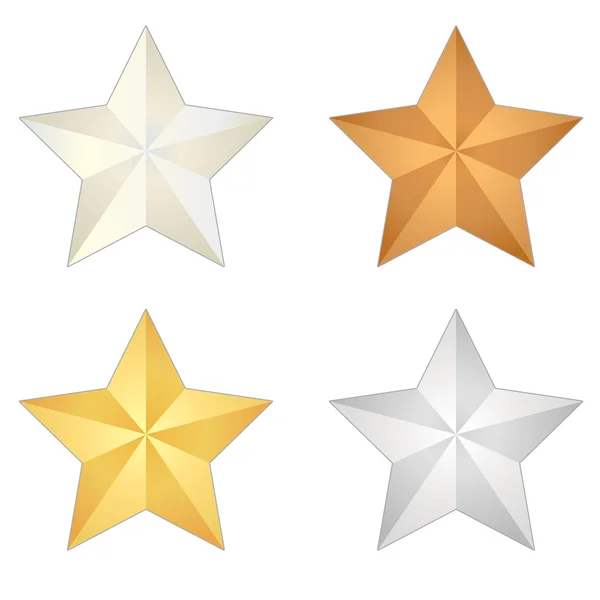 Conjunto de vectores de estrella de metal aislado — Vector de stock