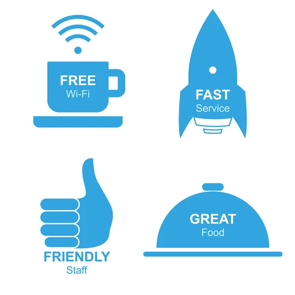 Restoran bilgi etiketleri kümesi, vektör çizim izole