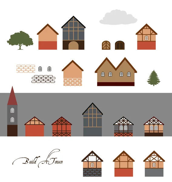 Avrupa şehir binaları, vektör çizimler ayarla