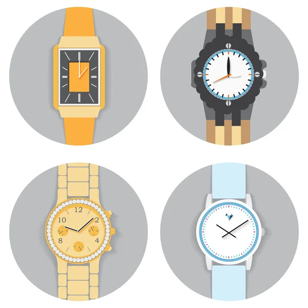 Ramki wokół ręki zegarek zestaw, ilustracji wektorowych płaski — Wektor stockowy