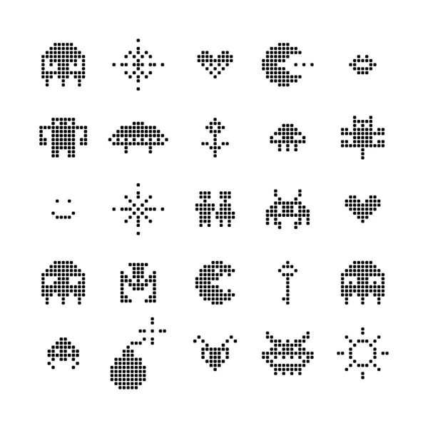 Retro Video oyunu piksel canavar Set, vektör izole