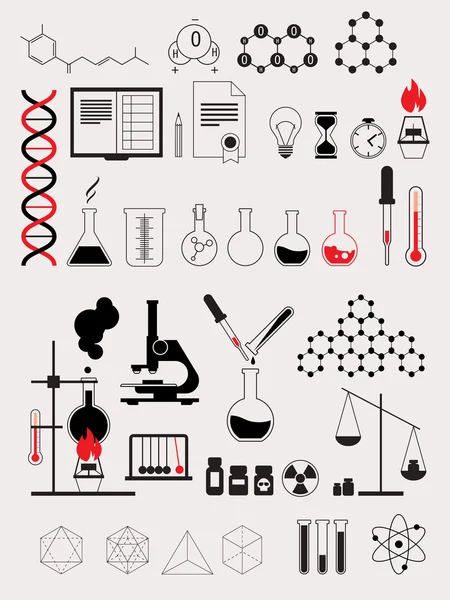 Simya bilimi Test Laboratuvarı, kontur vektör Icon Set