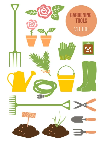 Ensemble d'outils de jardinage à ressort isolé, Illustration vectorielle — Image vectorielle