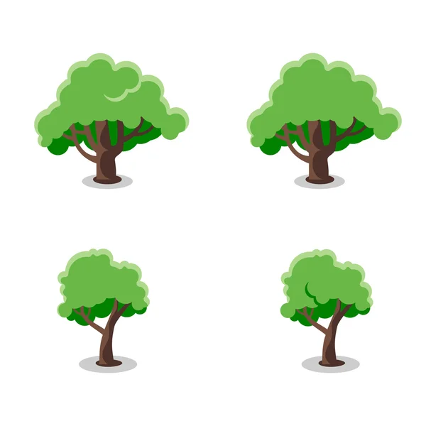 Cartoon Tree Set, Illustration vectorielle plate — Image vectorielle