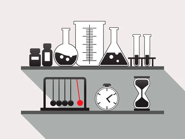 化学科学实验室货架，平面矢量图 — 图库矢量图片#