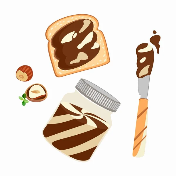 Chocolate Colar Coleção Desenhos Animados Para Projeto Pão Torrado Com — Vetor de Stock