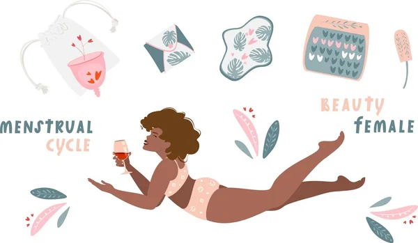 Ciclo Menstrual Femenino Protección Ecológica Para Mujer Días Críticos Ilustración — Archivo Imágenes Vectoriales
