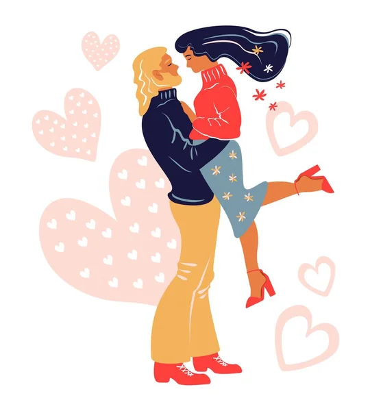 Couple Hearts Background Vector Illustration Romantic Couple Love Holiday Vector — Stock Vector