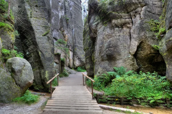 Nationaal Park van Adrspach-Teplice rotsen. Rotsstad. Tsjechische Republiek — Stockfoto