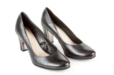 Beyaz arka planda izole edilmiş yüksek topuklu deri.