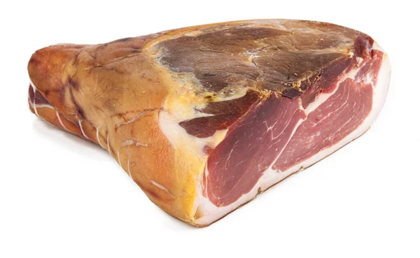 Tradiční Italská Šunka Prosciutto Crudo Izolovaná Bílém Pozadí Podívejte Portfolio — Stock fotografie