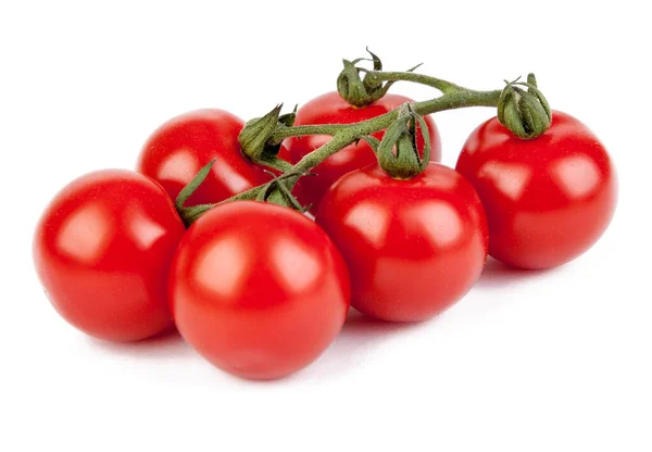 Fresh Cherry Tomatoes Sprig Isolated White Background View Another Angle — Stock Photo, Image