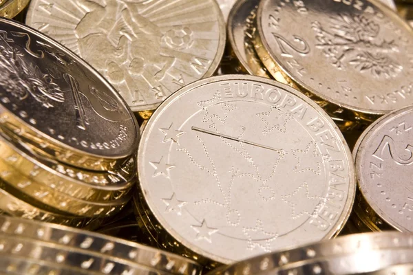 Monety polskie złote Pln — Zdjęcie stockowe