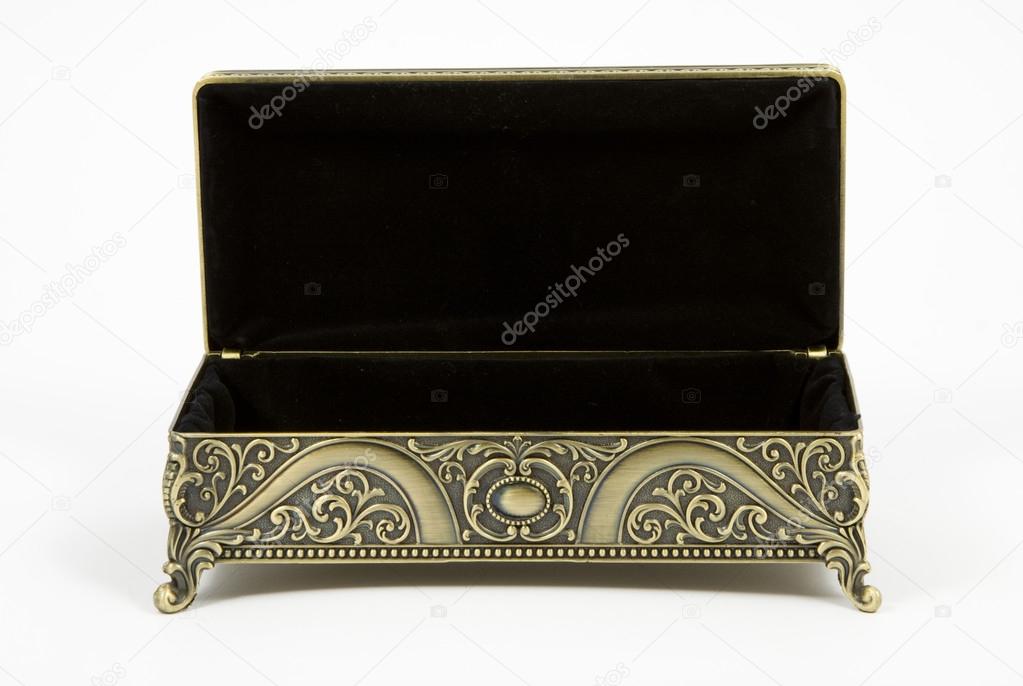 Gold casket on a white background
