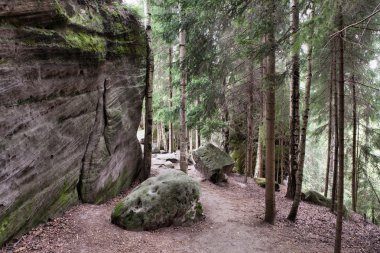 Adrszpach Milli Parkı-Teplice rocks. Kaya şehir.