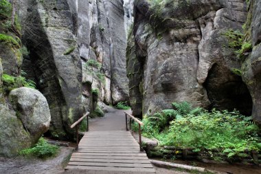 Adrszpach Milli Parkı-Teplice rocks. Rock kasabası. Çek Cumhuriyeti
