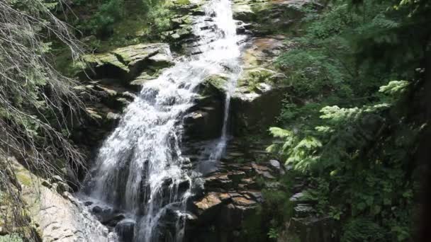 Vattenfall i Karkonosze National Park i Polen — Stockvideo