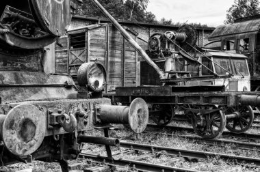 Eski buharlı lokomotif.