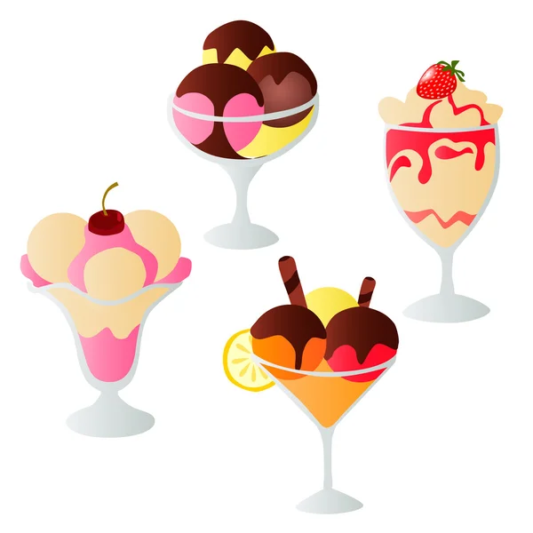 Παγωτό, σιρόπι, κερασάκι, μούρο — Διανυσματικό Αρχείο