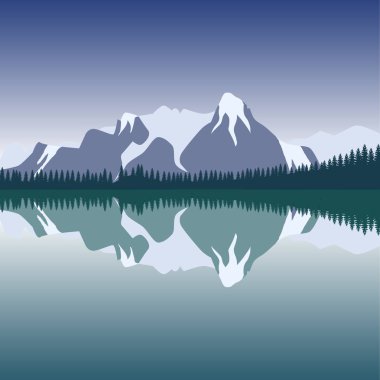 Karlı panoramik vadi çam ağaçları