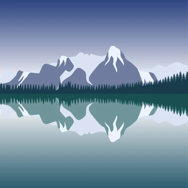 Karlı panoramik vadi çam ağaçları