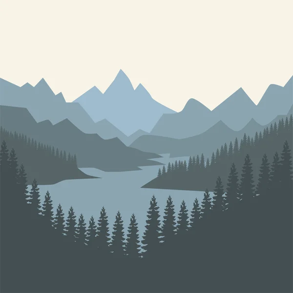 Mavi panoramik vadi çam ağaçları