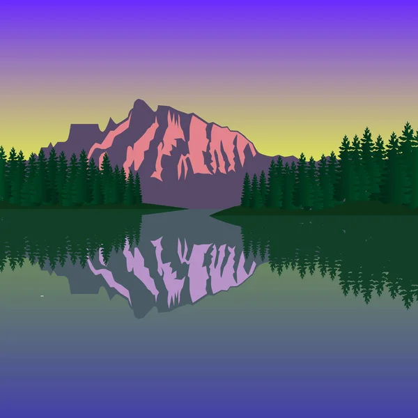 Doğa manzarası yeşil çam ve pembe dağlar 