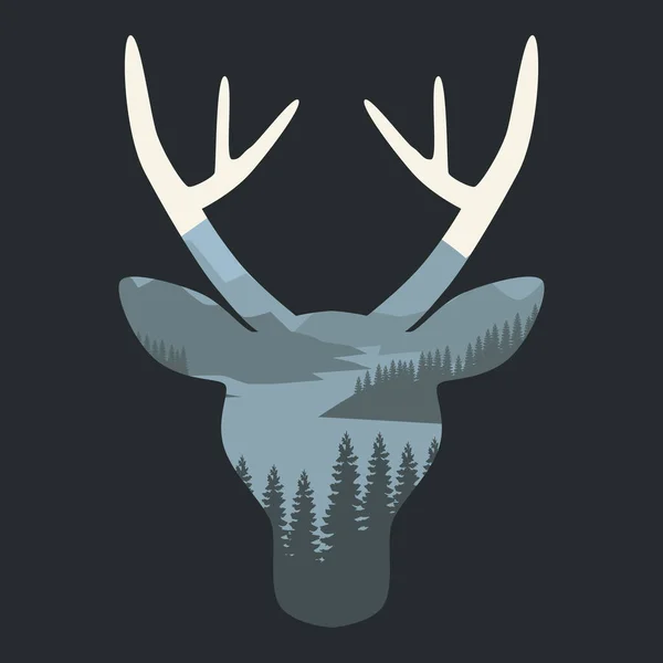 Geyik manzarası dışarıdaki dağları gezer